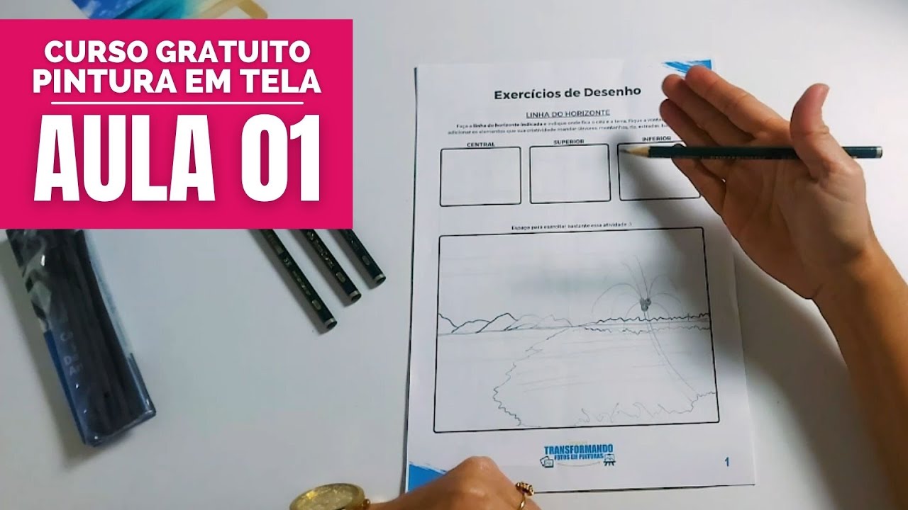 Aula 01 - Noções básicas de desenho | CURSO GRÁTIS DE PINTURA EM TELA