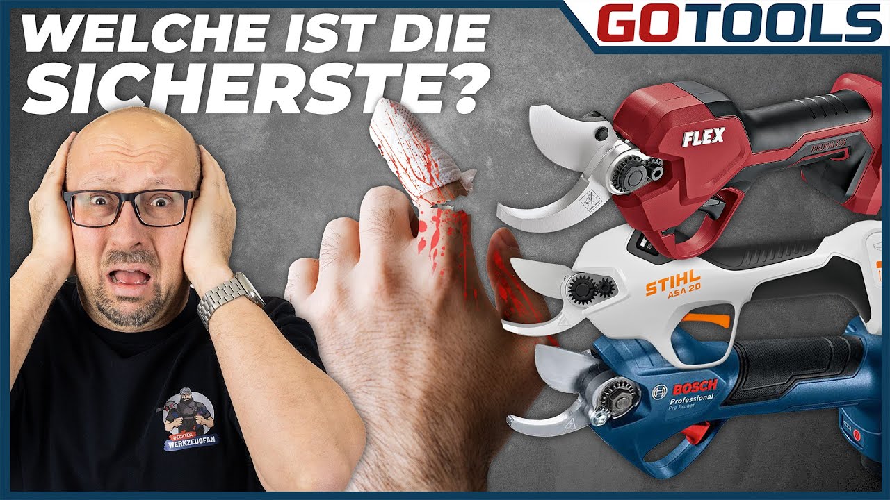 Die Flex Astschere GPS 35 18-EC mit “Saw Stop” Technik im Sicherheitstest mit Bosch und Stihl