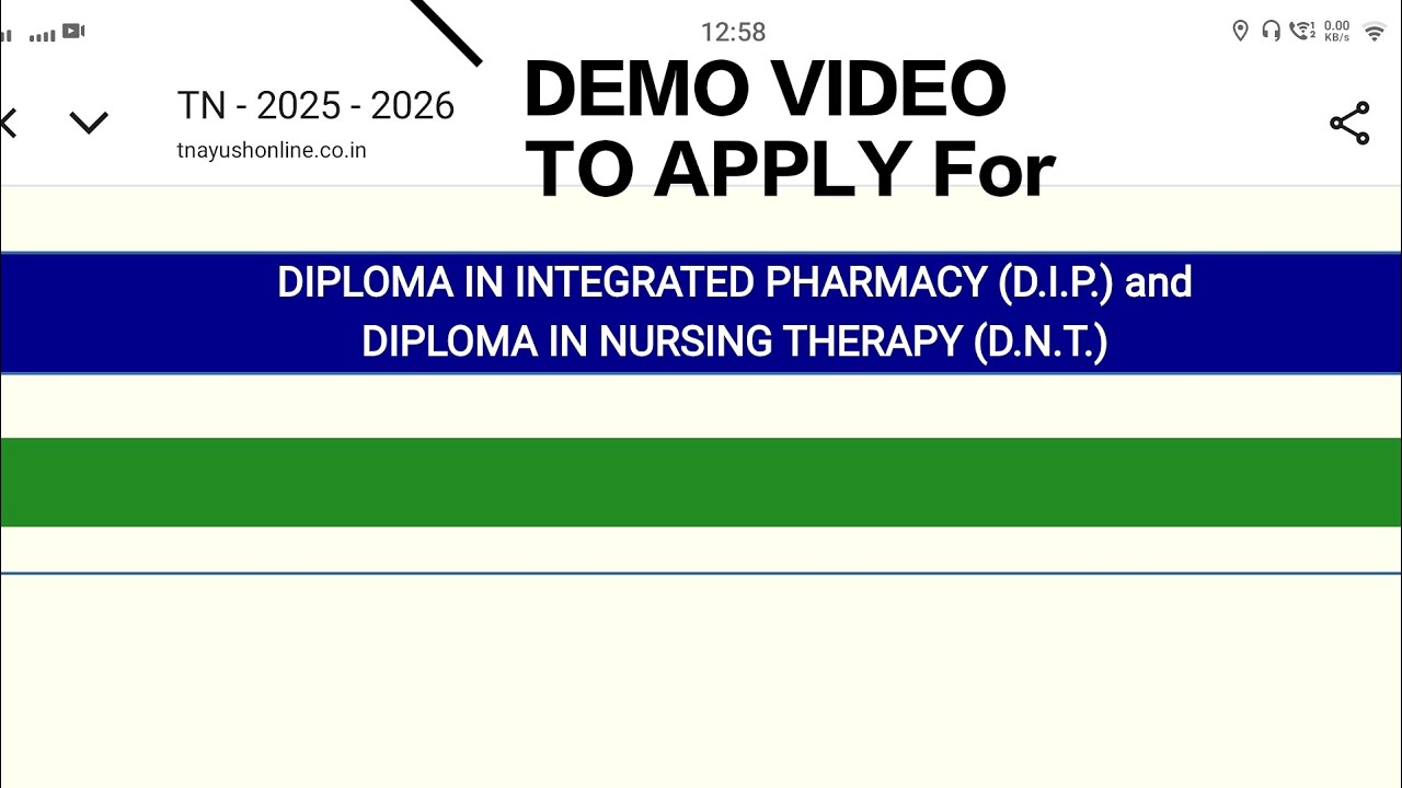 How to apply for Tn Ayush Diploma in integrated pharmacy (D.I.P) diploma in nursing therapy (D.N.T)