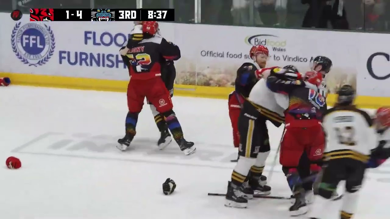 Jimmy Oligny Goes After Jordan Kelsall EIHL fight 1-2-26