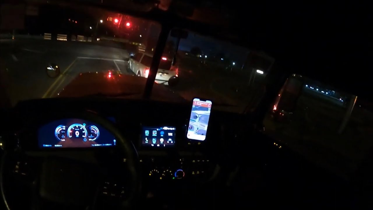 POV Driving a 2024 Peterbilt 389 at Night