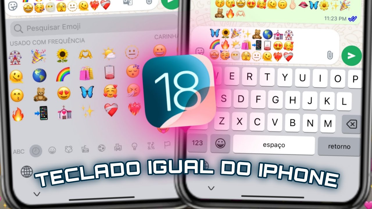 COMO TER O TECLADO IGUAL DO IPHONE NO ANDROID 🎉 EMOJIS iOS + SONS DAS TECLAS iOS | ATUALIZADO 2025