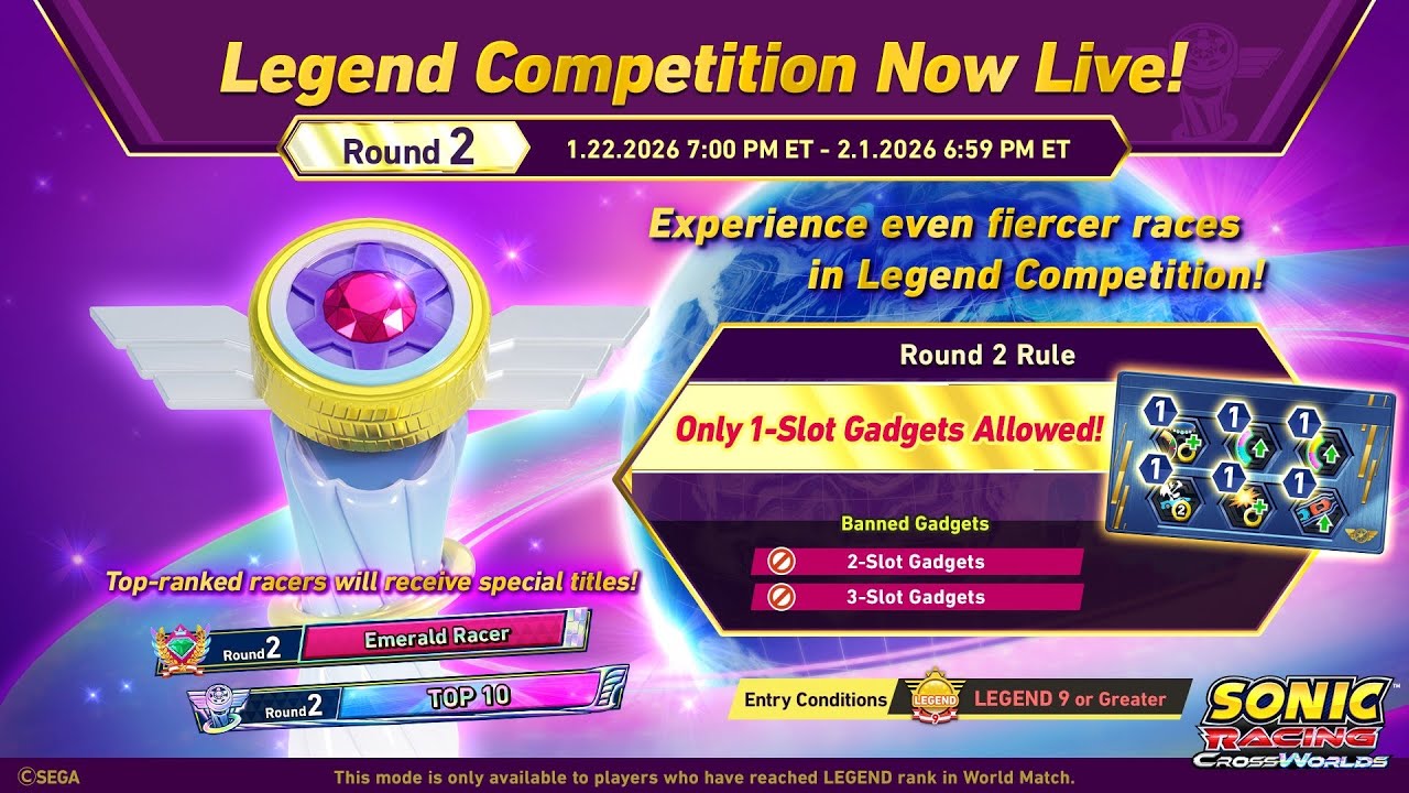 SONIC RACING CROSSWORLDS! LEGENDS COMPETITION #2! CAN WE WIN WITH ONLY 1 ⭐️ GADGETS?! ENJOY!😁