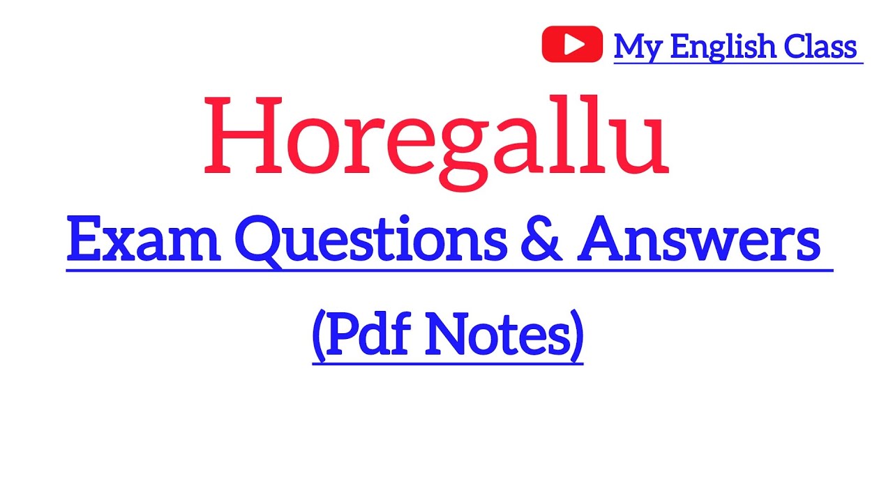 Plus two English| Onam Exam| Horegallu Exam Questions and Answers 