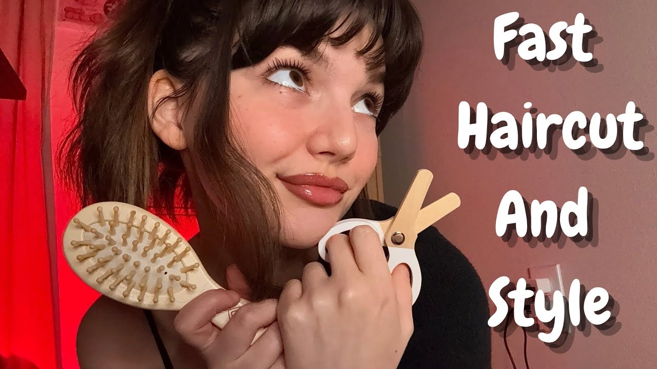 ASMR Fast Haircut And Style Roleplay ( Personal Attention, Mouth Sounds, Hand Sounds )