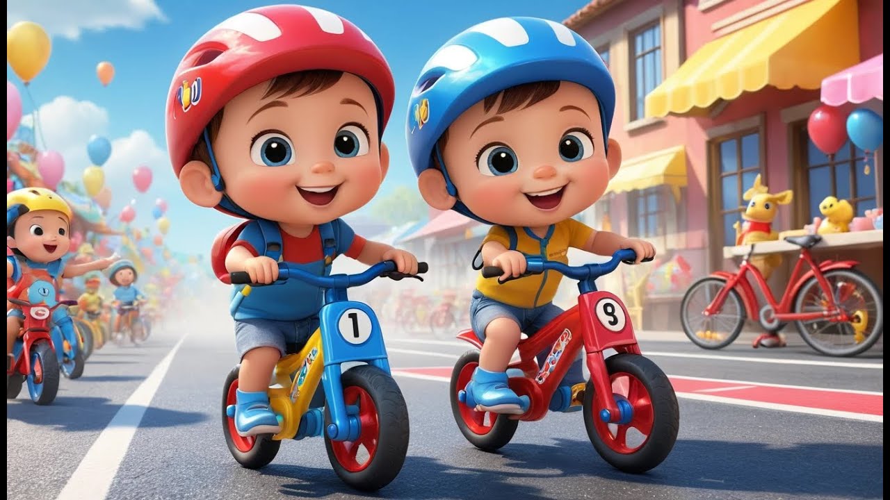 Red Blue Yellow Bikes Race | Fun Learning & Action Song for Toddlers