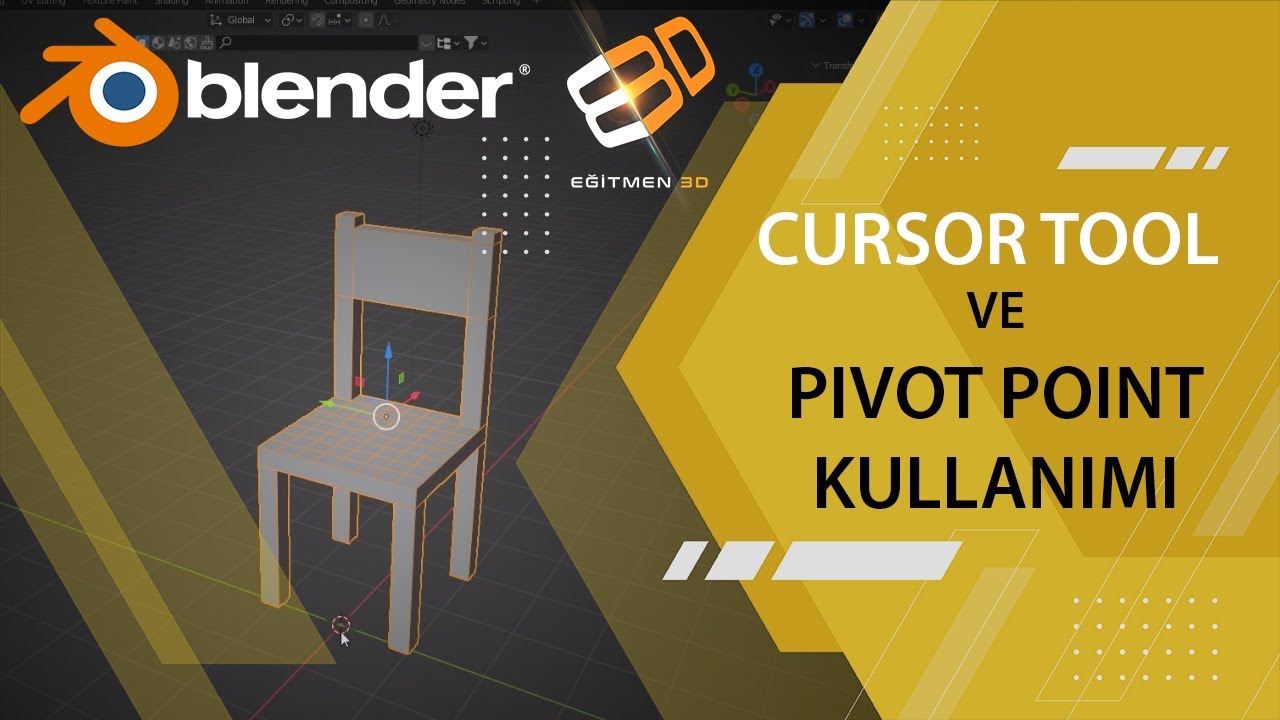 #blendertutorial #blender3d  Blender Cursor ve Pivot Noktası Kullanımı