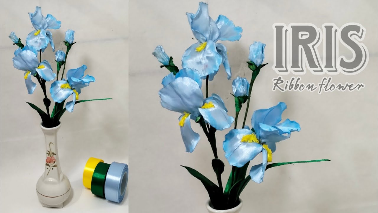 How to make satin ribbon flower iris | Bunga iris pita satin mudah