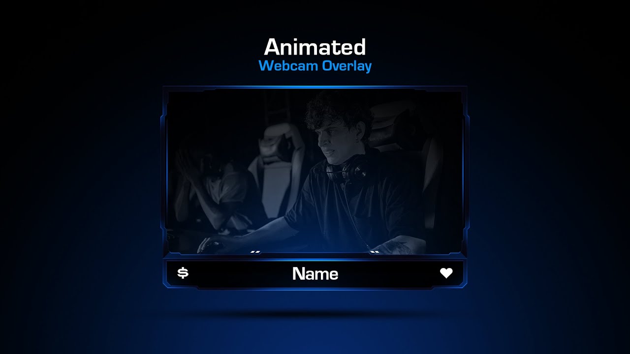 Download Clean Animated Dark Blue Webcam Overlay Template for Streamers