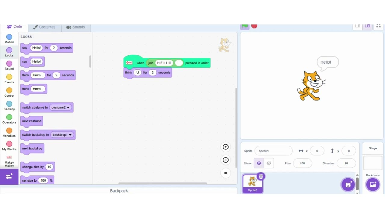 How to make any key combination in Scratch