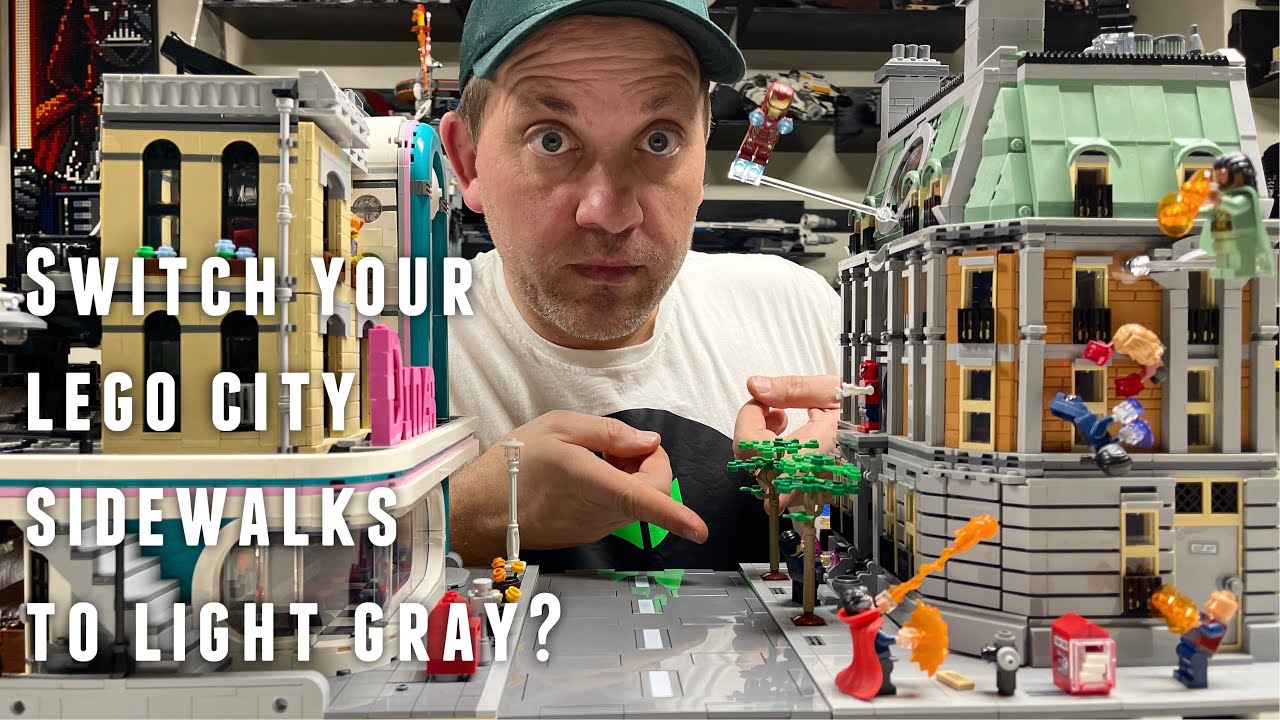 Episode 46 - does switching to light gray tiles for the sidewalk improve your Lego city?