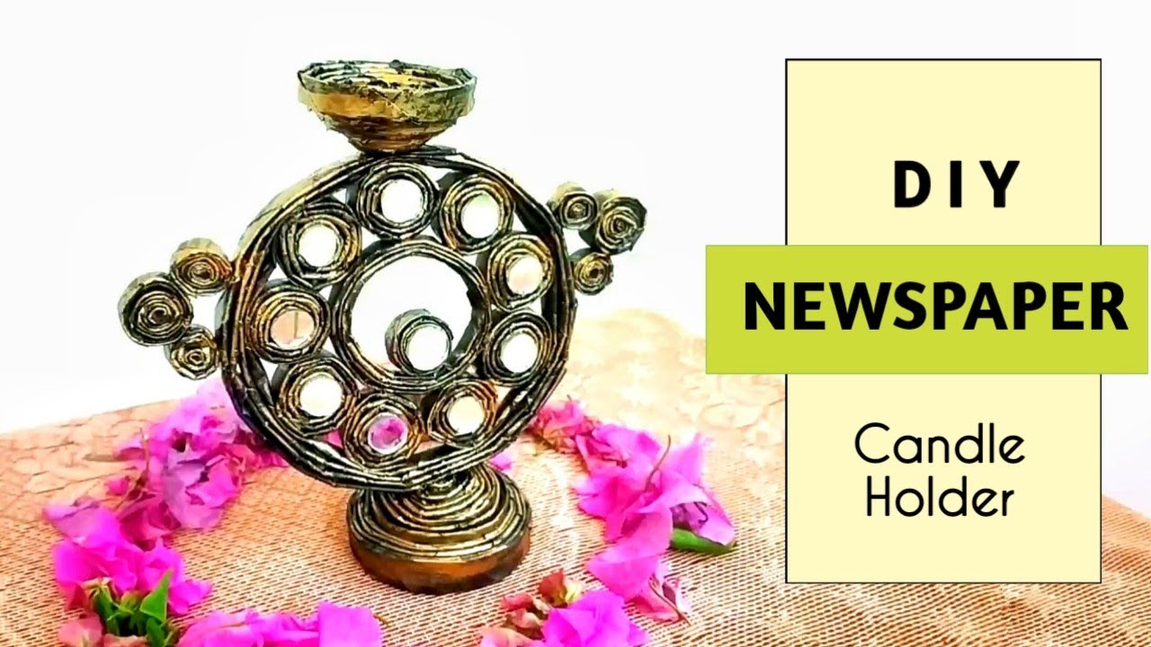 How to make newspaper candle stand| Newspaper Candle holder| Newspaper craft ideas