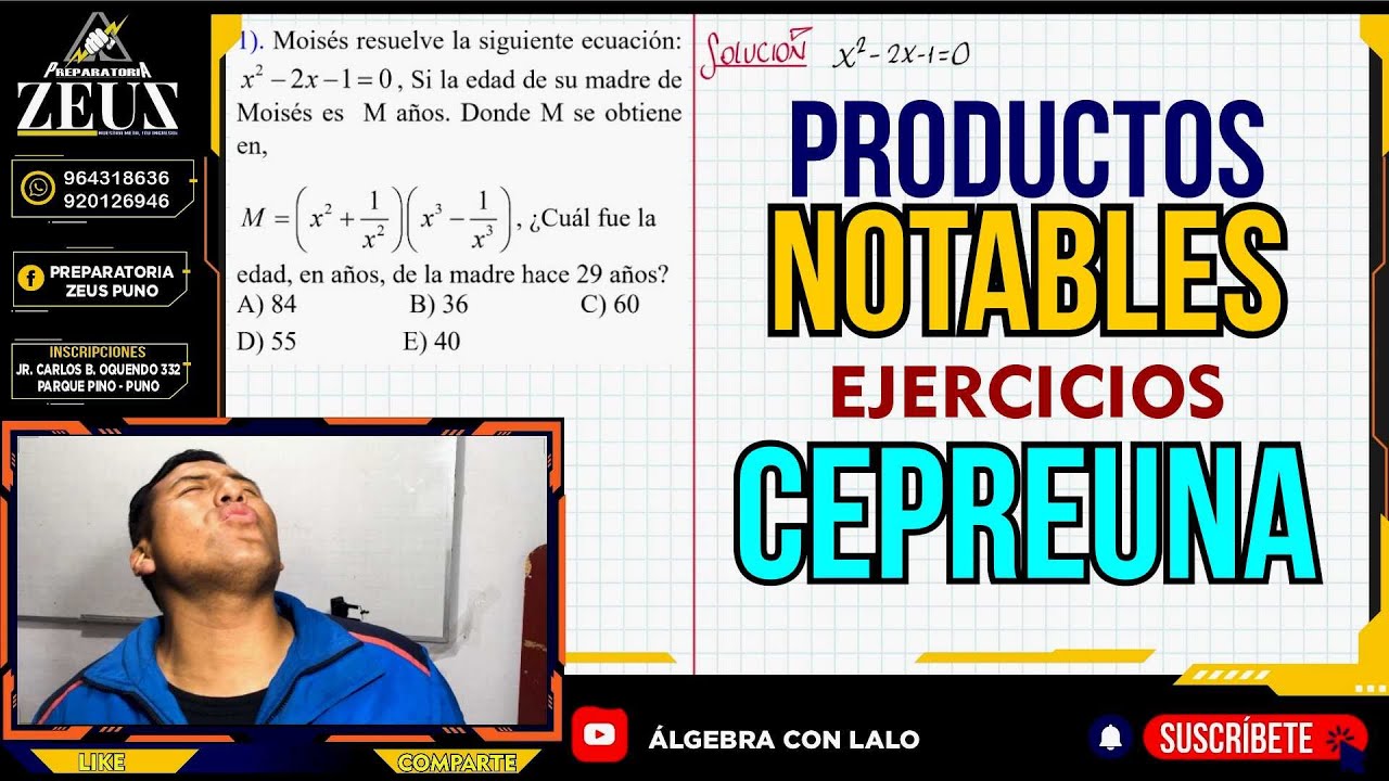 PRODUCTOS NOTABLES | EJERCICIOS RESUELTOS CEPREUNA | ÁLGEBRA CON LALO