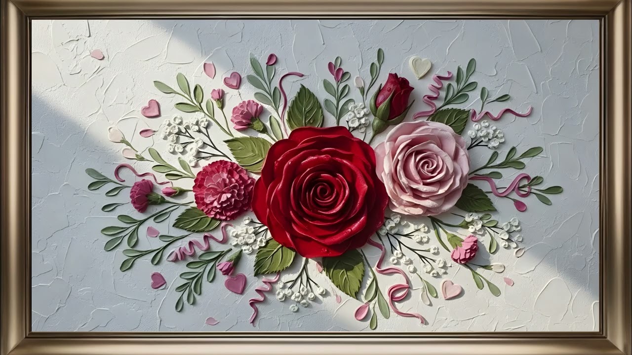 Valentine Roses Frame TV Art | Floral Screensaver Background For Your TV 🌹💘