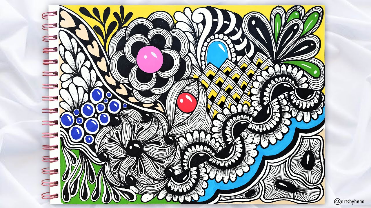 Beautiful colorful zentangle art for beginners | Zentangle art