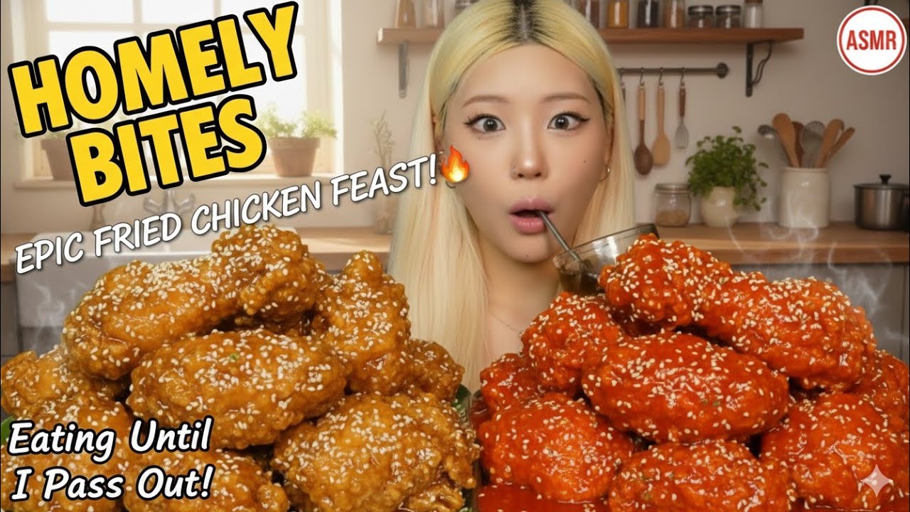ASMR CRISPY FRIED CHICKEN 🍯 Sweet & Spicy Glaze | Crunchy Mukbang | Homely Bites#asmr #mukbang 