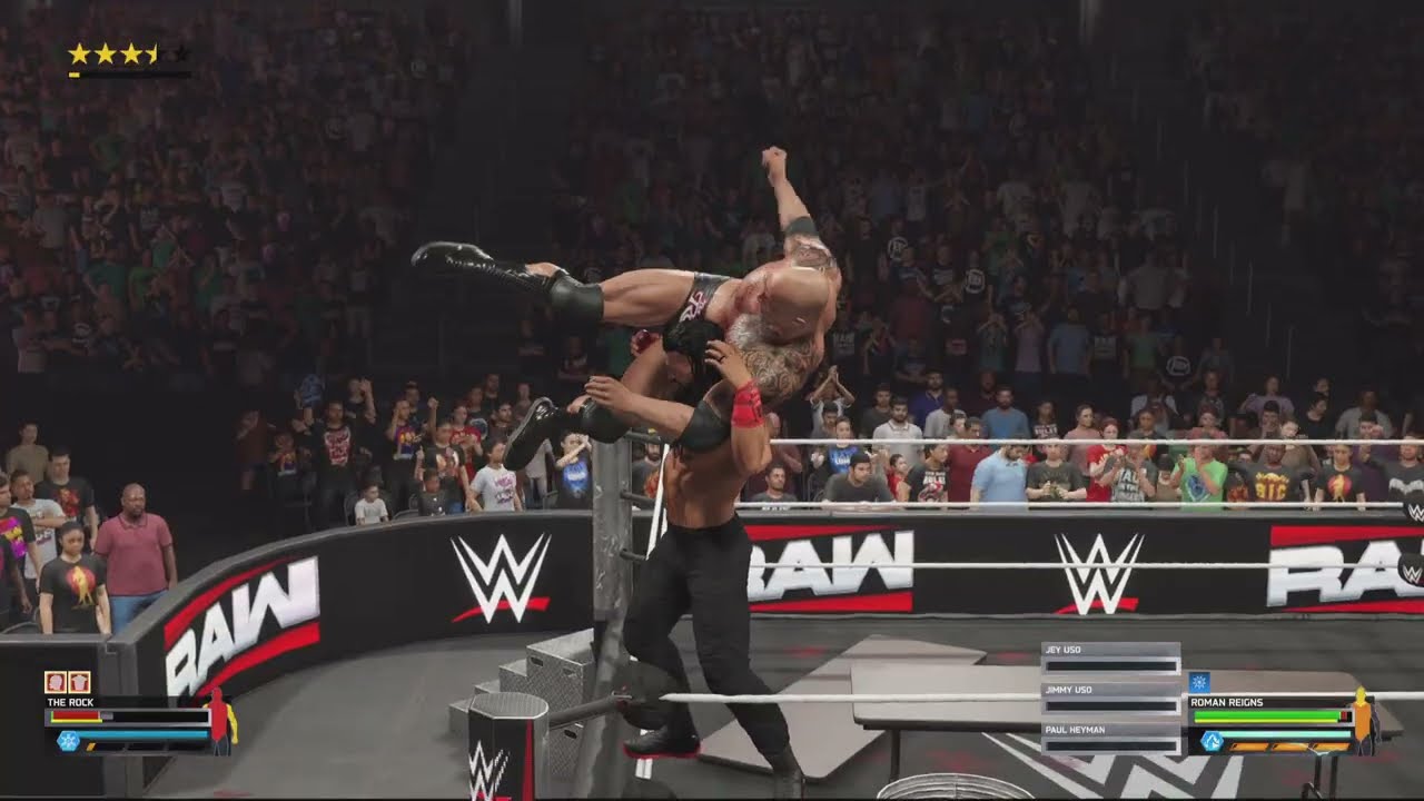 WWE 2K25 Roman Rings VS The Rock Double Title Match Extreme Rules