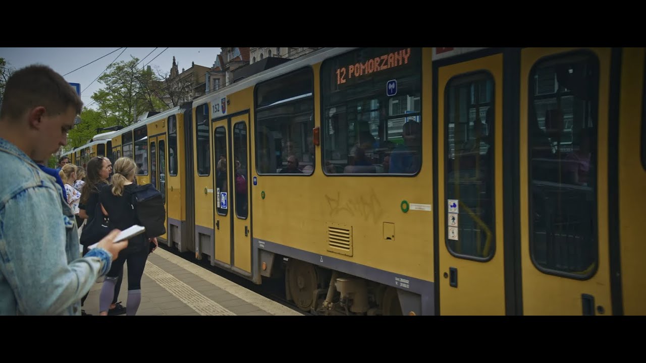 Poland, Szczecin, tram 12 ride from Plac Szarych Szeregów to Plac Kościuszki