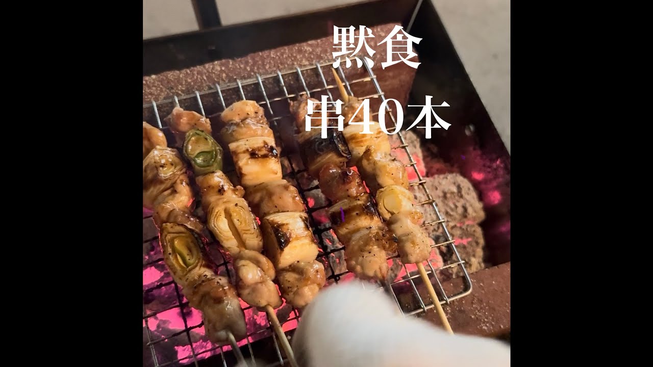 串合計40本1人で食うぞ！鳥身10本！豚バラ10本！砂ずり10本！ネキま10本！黙って串を焼く④ #串焼き #炭火焼き #1人バーベキュー #cooking #バーベキュー #shorts