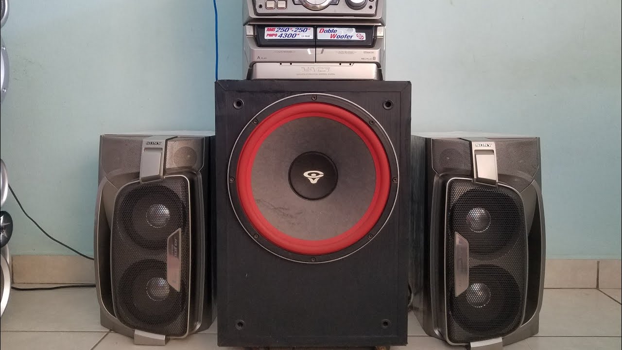 Como conectar Subwoofer Activo a un Equipo de Sonido casero - Sony GRX9900 + Cerwin Vega LW12 prueba