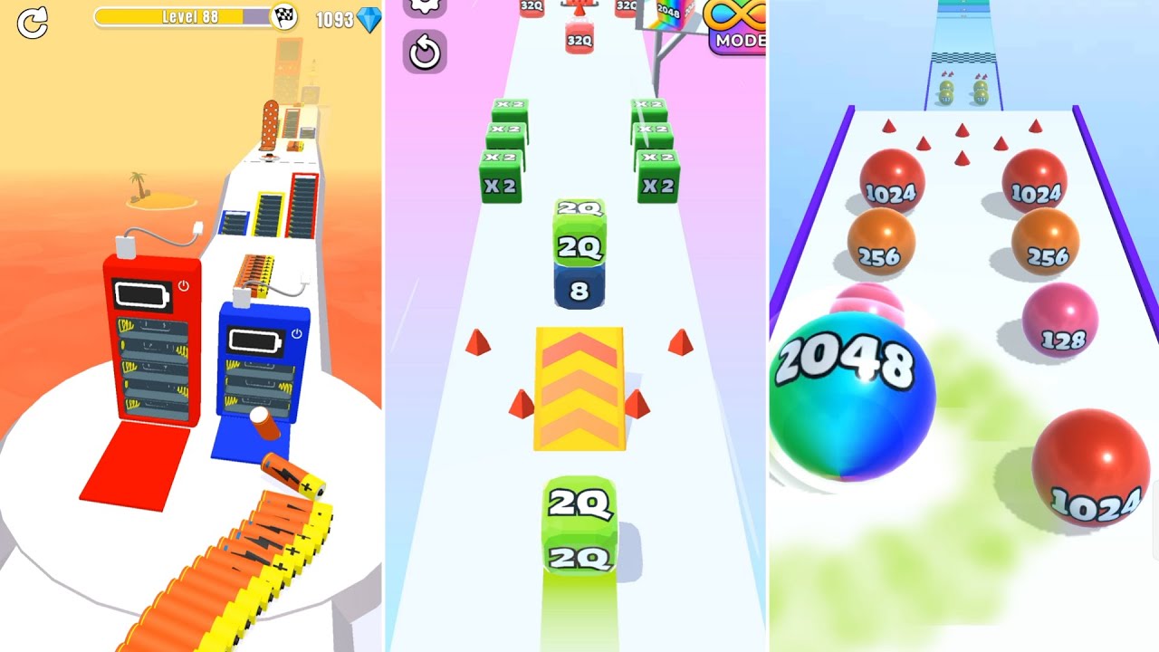 Jelly Run 2048 vs Battery Run 3D vs Ball Merge 3D – Best Run & Merge Strategy! #05
