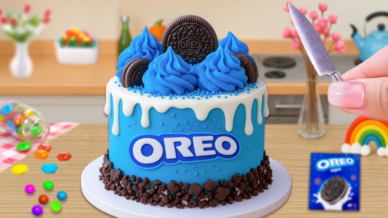 🎂 Bolo Oreo Azul Super Saboroso 💙🍪 | Decoração Fofa e Satisfatória em Miniatura | Cake Wish