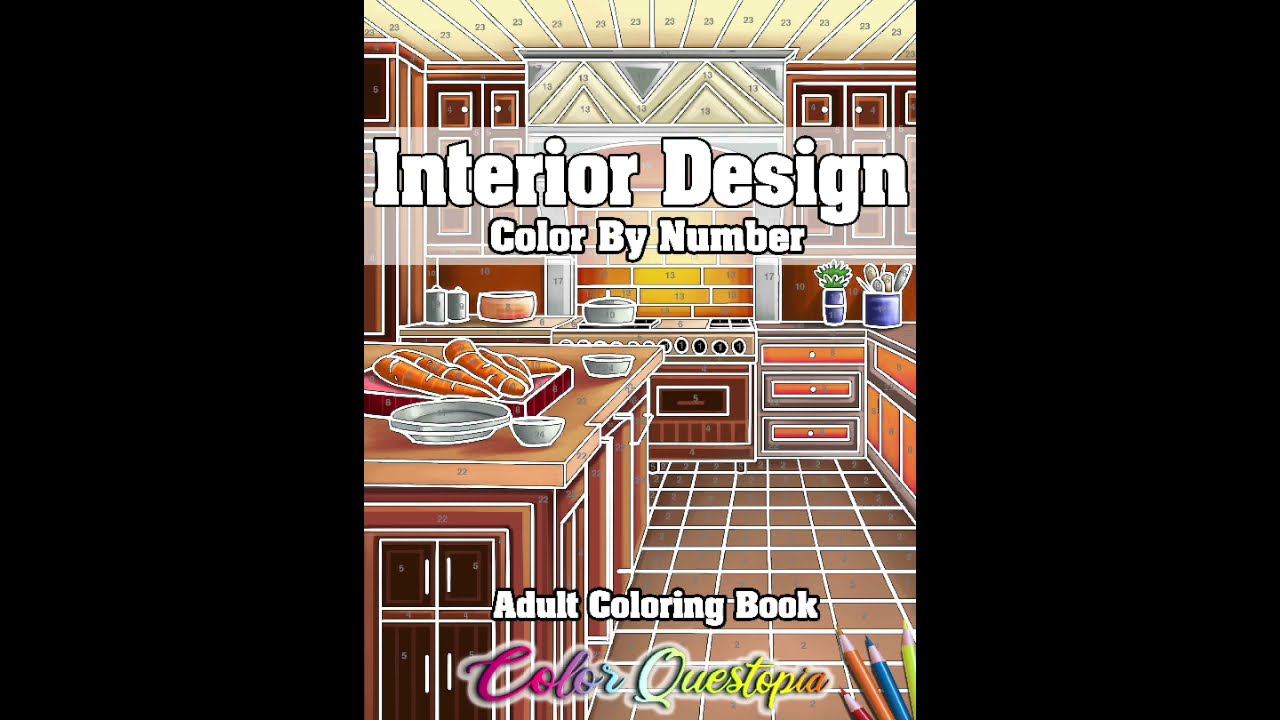 Interior Design Color By Number Coloring Book - Color Questopia - FLIP THROUGH