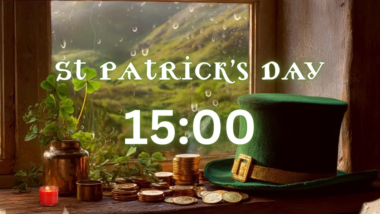 ☘️St Patrick's Day Ambience ☘️ Relaxing Irish Music and Rain Sounds☘️ 15 minute timer ☘️ Celtic Vibe
