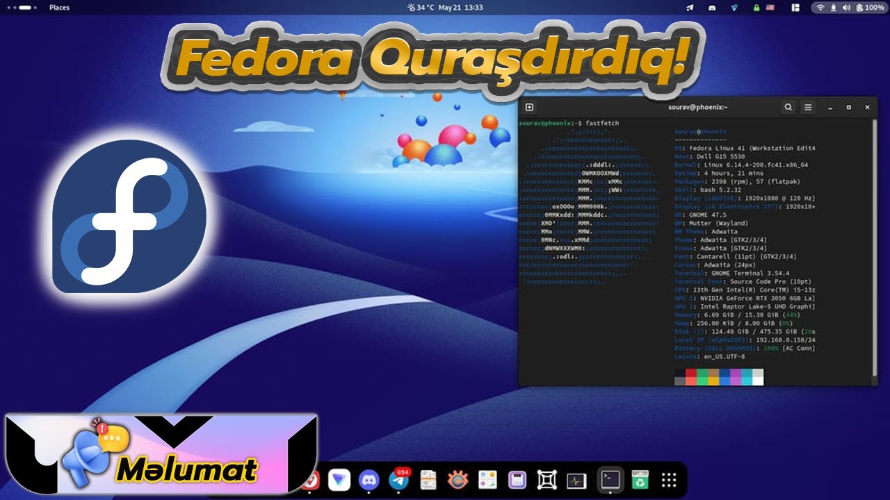 Fedora OS Quraşdırdıq! 🐧 Linux Dünyasının Güclü Əməliyyat Sistemi