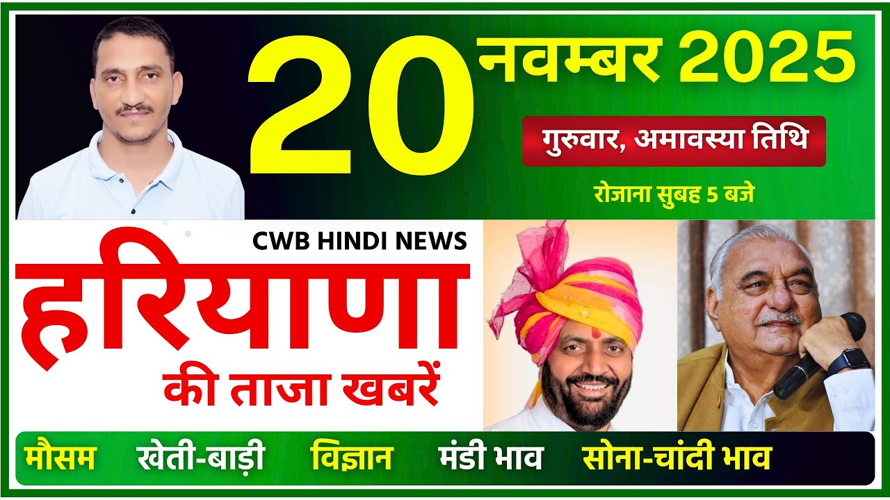 20 November 2025 Haryana News || हरियाणा की ताजा खबरें || Haryana News || CWB Hindi News