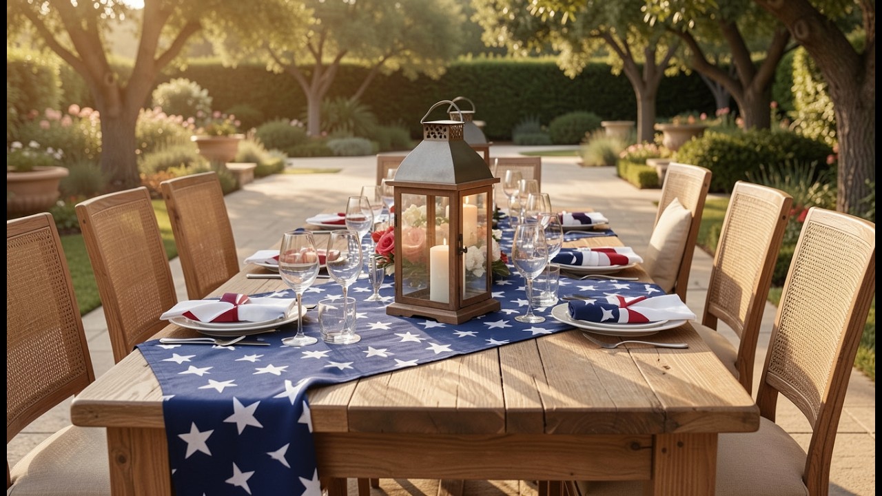 Modern Patriotic Decor Setup & Outdoor Dining