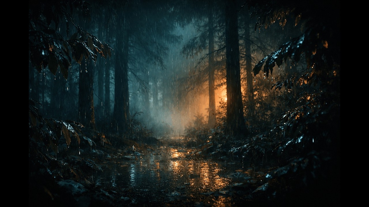 Soft Rain on a Forest | 4 Hours Black Screen