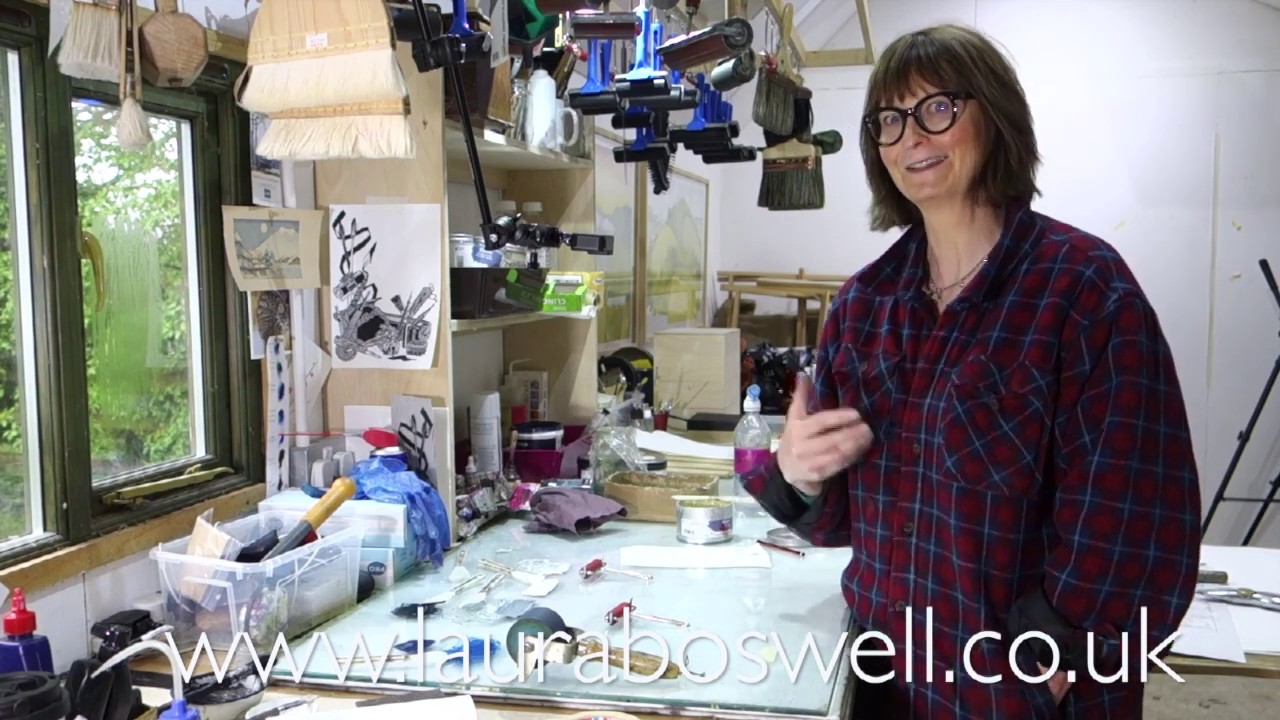Reduction Lino with Laura Ep 32, Mixing inks and Extender for Linocut printing: Lively Greys