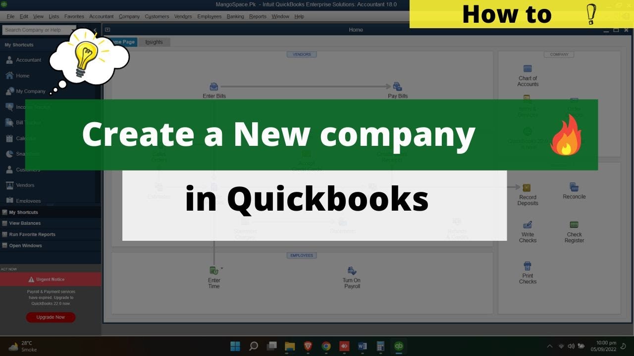 Как создать новую компанию в QuickBooks