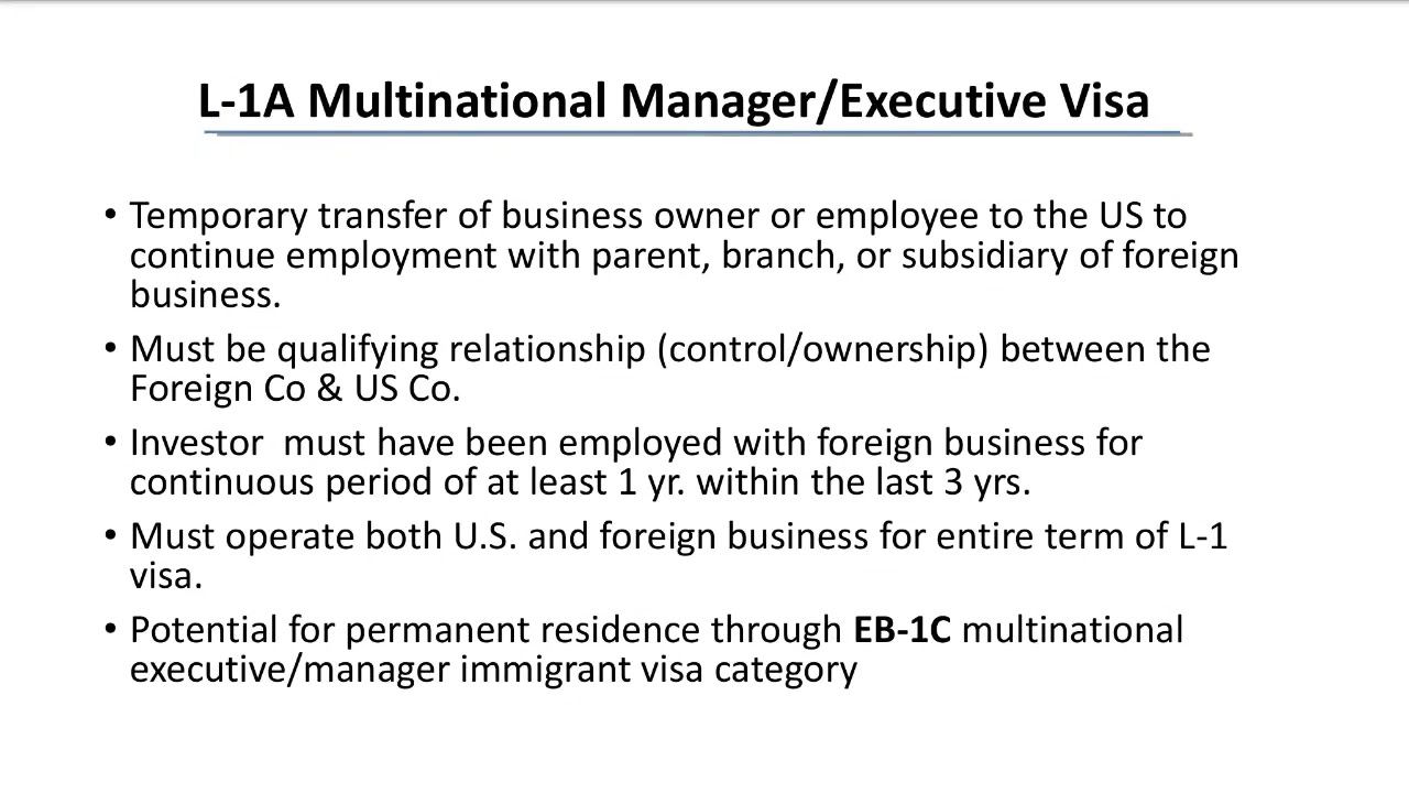 L-1A Multinational Manager/ Executive Visa Explained