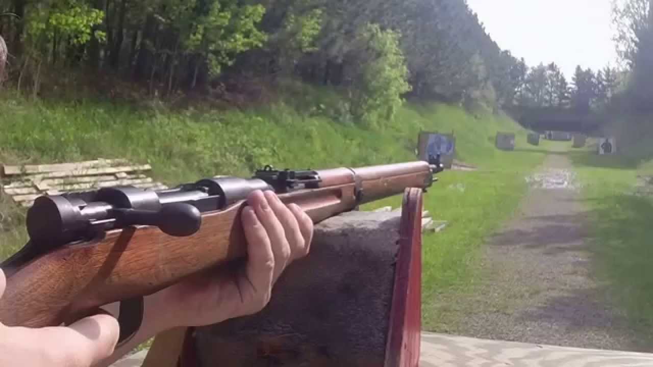 Arisaka Type 99 Short Rifle in 7.7x58mm. Short range.
