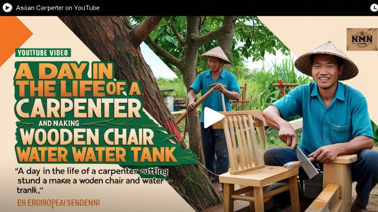 A Day of Work of a Carpenter Who Chopped Trees and Made His Own Wooden Chair and Water Basin
