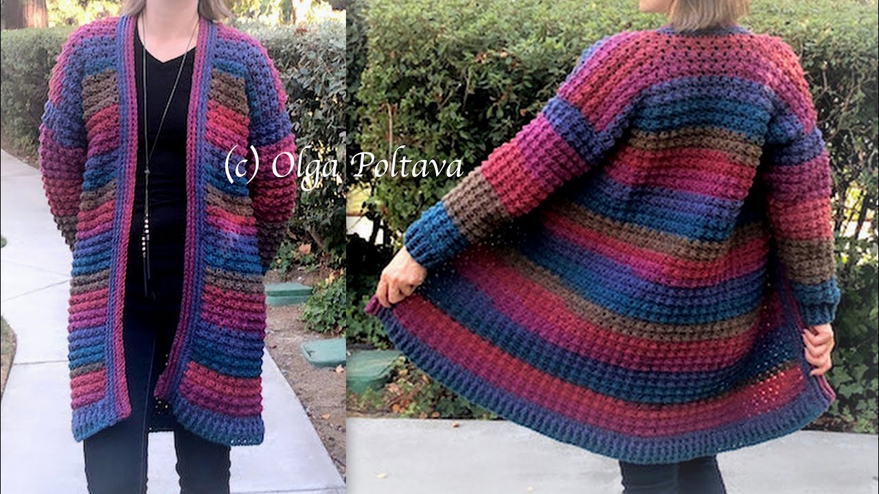 How to Crochet One-Piece Cardigan, Cozy Fall Crochet Cardigan, Crochet Video Tutorial