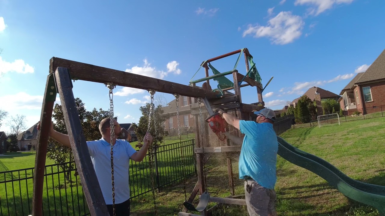 Dad Fixes—“Disassembling an old swing set”