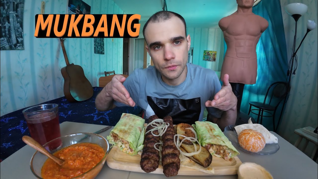 МУКБАНГ ШАУРМА / ЛЮЛЯ КЕБАБ - БАРАНИНА, ТЕЛЯТИНА / ИКРА / ОБЖОР / EATING MUKBANG ASMR АСМР 먹방