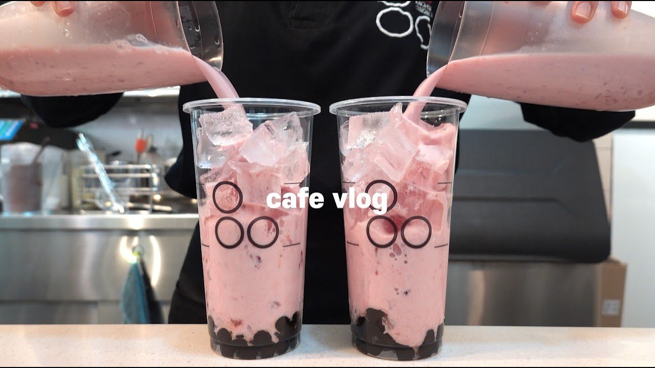 Sub)❤️🍓딸기덕후들은 손을 들어주세요🍓❤️,음료제조영상,카페브이로그,밀크티카페,최블리,ASMR