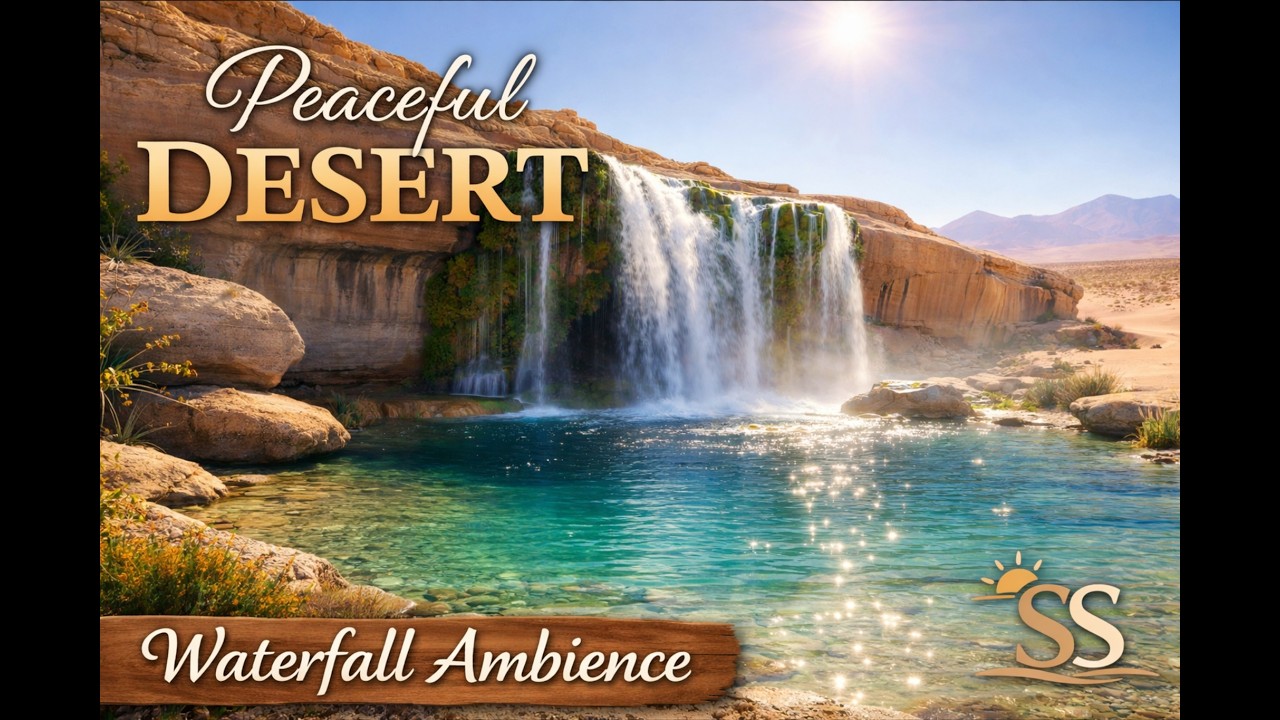 Calming Desert Waterfall Ambience with Peaceful Nature Sounds