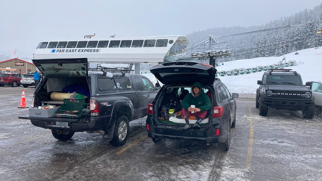car camping and skiing in tahoe - palisades/alpine