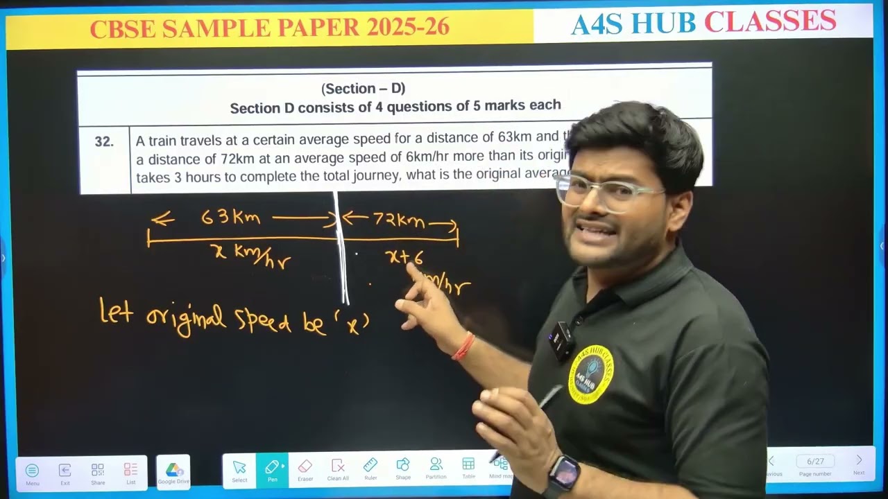 32 A train travels at a certain average speed for a distance of 63 km and then travels at a distance