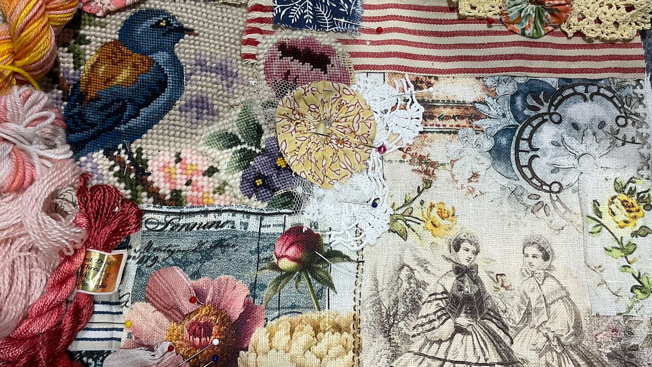 Part 2 #slowstitched pouch #grannysquares and vintage tapestries #hexagonpattern #roxycreations