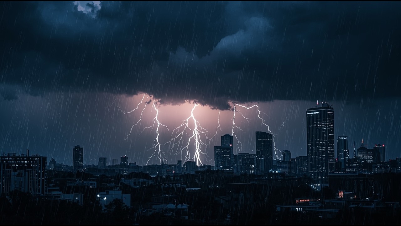 LIVE 🌩️ Massive Thunderstorm Over the City | Heavy Rain & Powerful Thunder Sounds for Deep Sleep