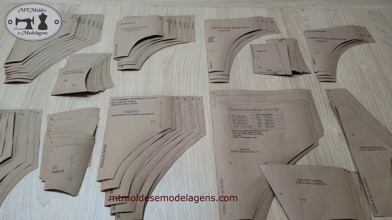Kit MOLDES MODELAGENS cuecas e calcinhas adulto e infantil POR CORREIOS