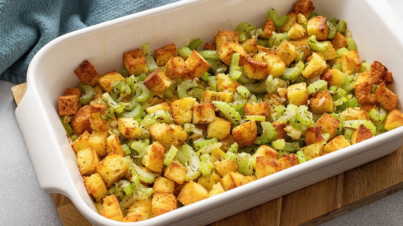 Keto Stuffing [with Homemade 90-second Bread]