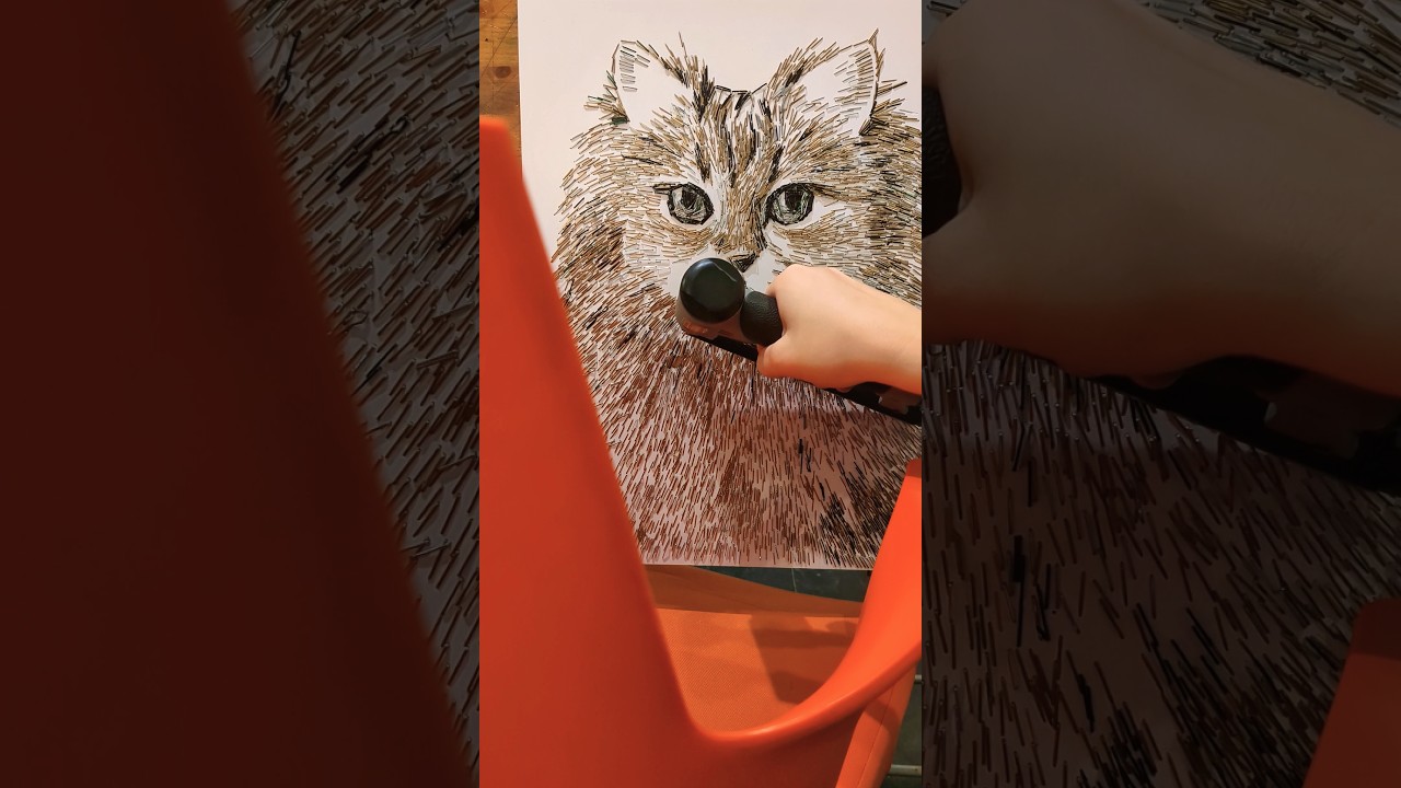 📍Галерея&mdash;мастерская Зайцева в Казани / Stapler art / Котик / #shorts #cat