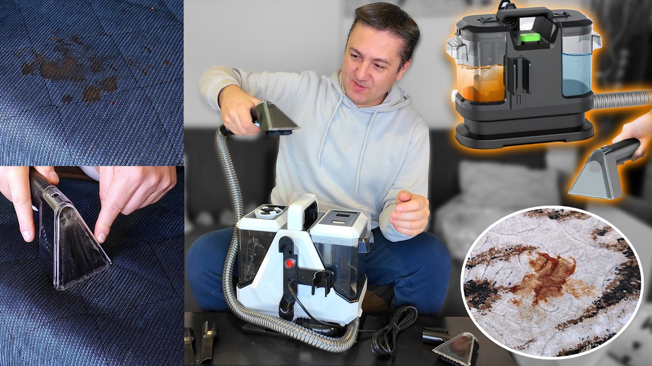 Ηλεκτρική σκούπα που ψεκάζει + ρουφάει λεκέδες! (Τεστ σε καναπέ/χαλί)
